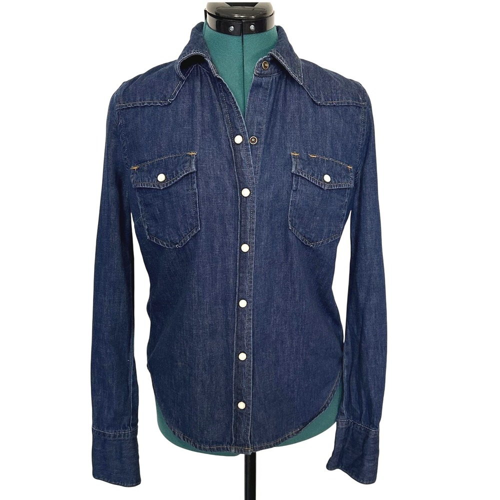 7 For All Mankind Dark Indigo Denim Button-Down Shirt